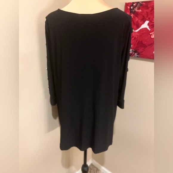Joseph Ribkoff Black Tunic with crystal embellishments and ladder sleeves, 16 - Picture 6 of 9